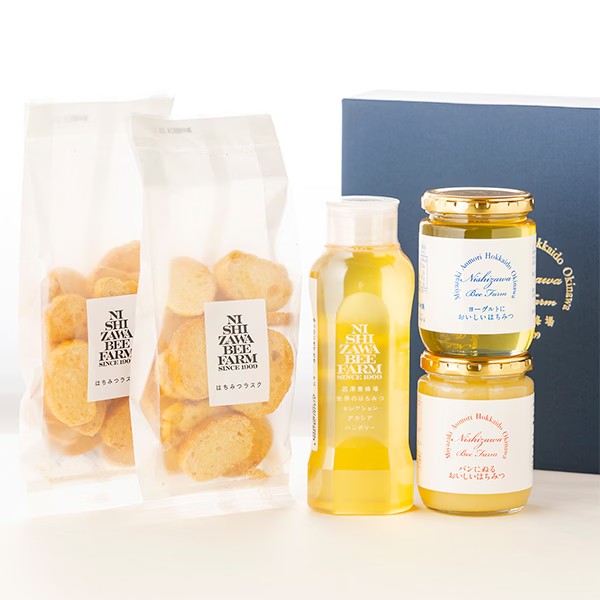 海外産はちみつとラスクギフト（ラスク2袋・はちみつ3種）